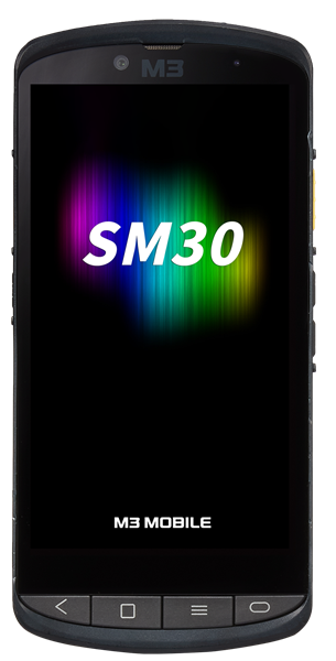 M3 Mobile SM30 Android 14.0 GMS, FHD, WWAN(5G NR), 802.11 a/b/g/n/ac/ax, SE5500, Front and Rear Cameras, BT 5.3, GPS, NFC(HF), 8G/128G, 4But, 5000mAh Bat, Hand Strap, Bullet Proof Film. Req CRD&PWSP