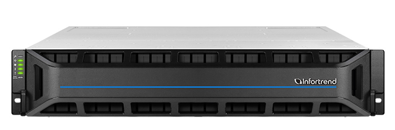Infortrend EonStor GS 3000 Gen2 2U/25bay Dual controller, 4x12Gb/s SAS+8x10GbE(SFP+)+4x host board,4x4GB,2x(PSU+FAN),2x(SuperCap.+Flash),25xdrivetrays,1xrRackKit.1YW (GS 3025R2CBF-D)