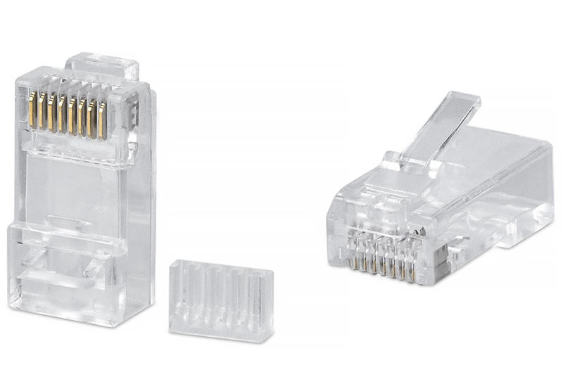 Cabeus 8P8C-C6-TWP Коннектор RJ-45 под витую пару, категория 6, универсальный (для одножильного и многожильного кабеля), для проводников с толщиной по изоляции до 1,05 мм, со вставкой