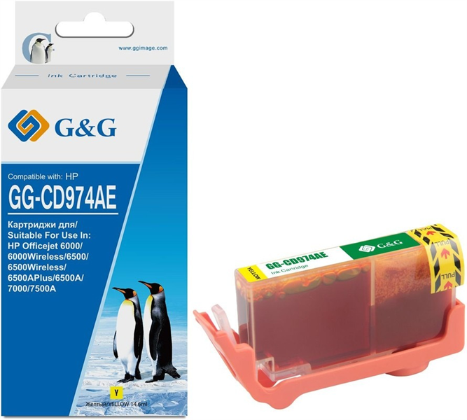 G&G GG-CD974AE желтый (14.6мл) для HP Officejet 6000/6500/6500A/7000/7500A