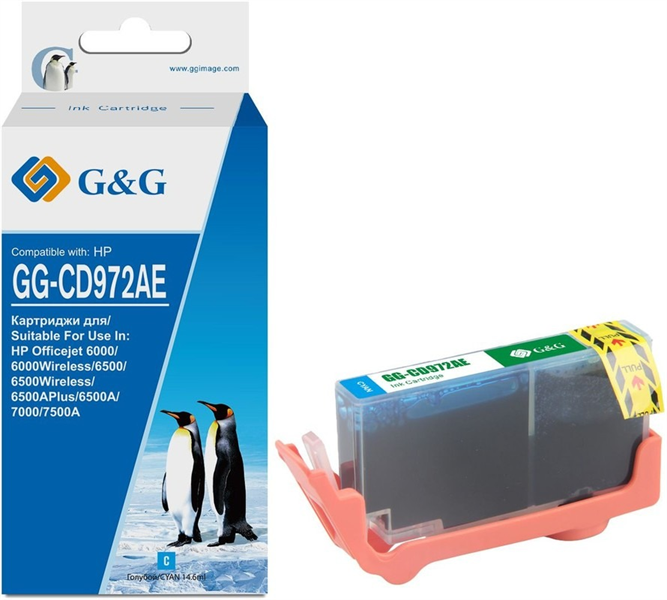G&G GG-CD972AE голубой (14.6мл) для HP Officejet 6000/6500/6500A/7000/7500A