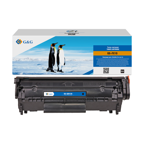 G&G GG-FX10 Q2612A/FX9/FX10 черный (2000стр.) для HP LJ 1010/1012/1015/1018/1020/1022/1022n/1022nw/3015/3020/3030/3050/3052/3055/M1005 MFP/M1300 MFP/1319f MFP