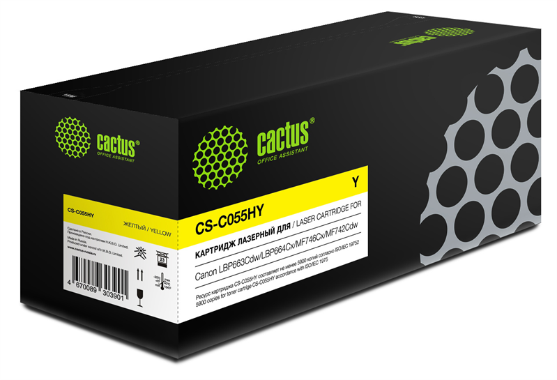 Cactus CS-C055HY 055 H Y желтый (5900стр.) для Canon LBP663Cdw/LBP664Cx/MF746Cx/MF742Cdw/MF744Cdw