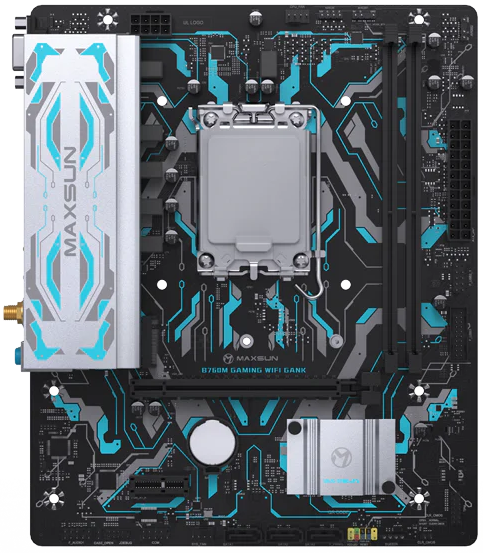 MAXSUN MS-B760M GAMING WIFI GANK V2, LGA1700, B760, 2*DDR5, 3*SATA3, M.2, 2*USB 3.2, 4*USB 2.0, 1*PCIEx16, 1*PCIEx1, VGA+HDMI,  mATX