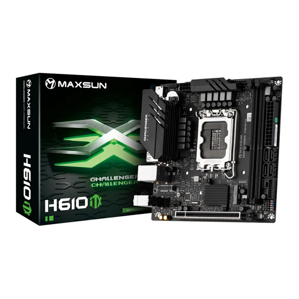 MAXSUN MS-Challenger H610ITX 2Lan V3, LGA1700, H610, 2*DDR4 2*SATA3, M.2, 2*USB 3.2, 3*USB 2.0, 1*PCIEx16, 2*HDMI+DP, mITX