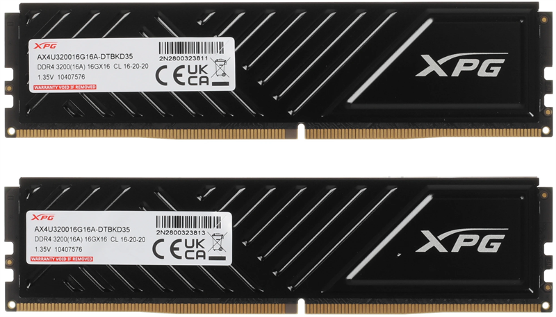 ADATA GAMMIX D35 DDR4 DIMM 32GB 3200MHz 2*16GB 16-20-20 BLACK DUAL TRAY
