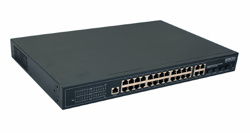 OSNOVO SW-8244/L(400W) Управляемый L2+ PoE коммутатор Gigabit Ethernet на 24 RJ45 PoE + 4 x GE Combo Uplink порта. Порты: 2 x GE (10/100/1000Base-T) с PoE (до 90W, A+B) + 22 x GE (10/100/1000Base-T) с